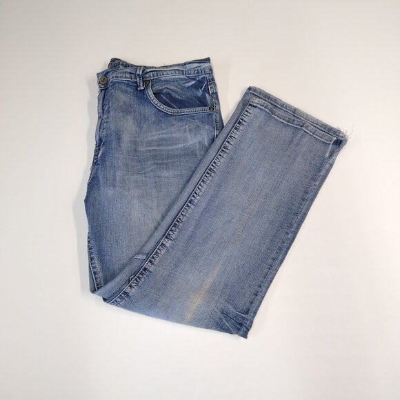 Axe & Crown Slim Straight Jeans Scratchy Seven-Pockets Vintage Wash Tag: W42 L32 - Picture 12 of 13